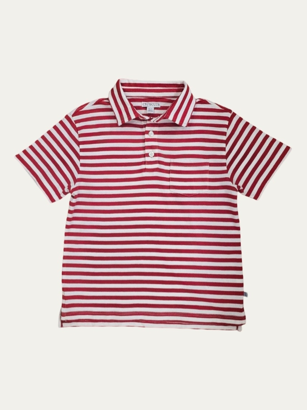 Crewcuts J.Crew Boys Red White Striped Polo Shirt Size S 6-7